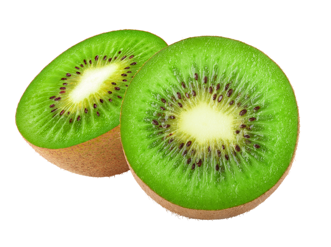 Isolated Kiwi Fruit Cut in Halves