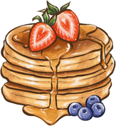 Pancakes with Strawberries and Blueberries Illustration