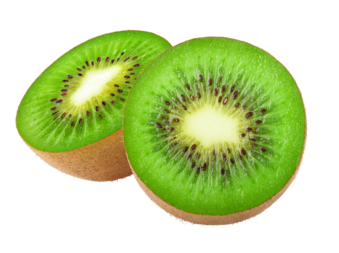 Isolated Kiwi Fruit Cut in Halves