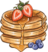 Pancakes with Strawberries and Blueberries Illustration