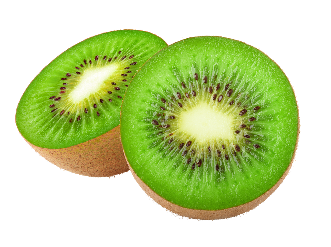 Isolated Kiwi Fruit Cut in Halves