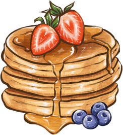 Pancakes with Strawberries and Blueberries Illustration